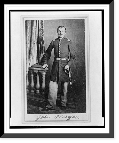 Historic Framed Print, [Lieutenant John Mayer (Meyer), Union officer in the 32nd Indiana Regiment, full-length portrait, standing, facing front],  17-7/8" x 21-7/8"