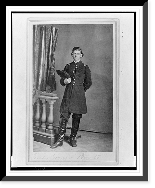 Historic Framed Print, [2nd Lieutenant Albert Sidney Smith, Union officer in the 32nd Indiana Regiment, full-length portrait, standing, facing front].T.M. Schleier's Cartes de Visite Photograph Gallery, Nashville, Tenn.,  17-7/8" x 21-7/8"