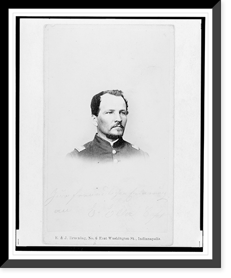Historic Framed Print, [Captain Emanuel Eller, Union officer in the 32nd Indiana Regiment, head-and-shoulders portrait, facing front].E. & J. Bruening, Indianapolis.,  17-7/8" x 21-7/8"