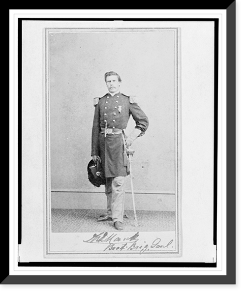 Historic Framed Print, [Brigadier General William G. Mank, Union officer in the 32nd Indiana Regiment, full-length portrait, standing, facing front].Alex Gardner, Photographer for the Army of the Potomac.,  17-7/8" x 21-7/8"