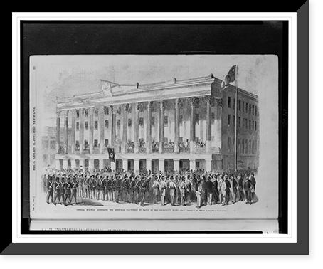 General McGowan addressing the Abbeville Volunteers in front of the Charleston Hotel.from a sketch by our special artist now in Charleston, Antique Poster