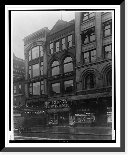 Exterior of People's Drug Store, 11th and G Streets, Washington, D.C., with other shops, Antique Print