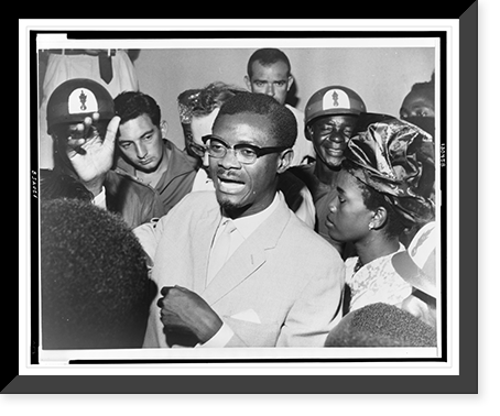 Patrice Lumumba speaking with supporters in his effort to regain office, Leopoldville, Congo Classic, Antique Print