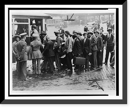 World War veterans leaving the Battery in a drizzling rain this morning for dollar-a-day jobs at government's reforestation camp at Fort Slocum.by World-Telegram staff photographer. Classic Wall Ar