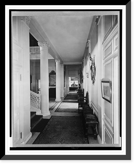 Historic Framed Print, Washington, D.C.. James Parmelee home. Interior. Areaway with seats and statuary.photo by Frances Benjamin Johnston.,  17-7/8" x 21-7/8"