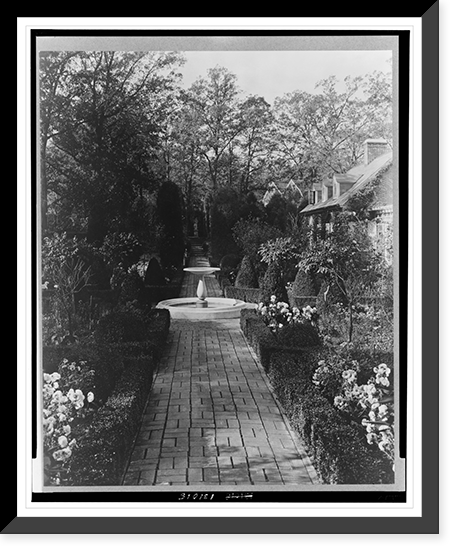 Historic Framed Print, Washington, D.C.. James Parmelee home. Pathway in formal garden.photo by Frances Benjamin Johnston.,  17-7/8" x 21-7/8"
