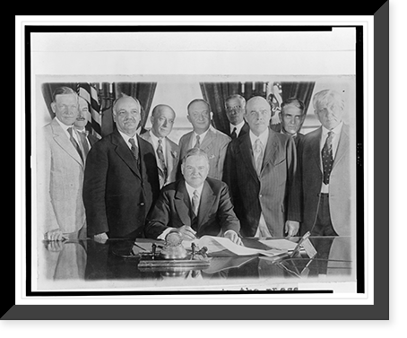 President Hoover in the presence of leaders in Congress signing the Farm Relief Bill, Antique Wall Art
