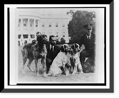 P.E. Allen of the White House police force and Harry Waters with some of the White House dogs, Vintage Print