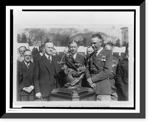 Historic Framed Print, President Coolidge presents Collier trophy,  17-7/8" x 21-7/8"