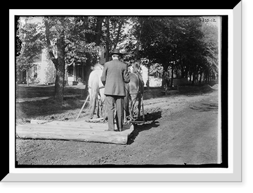 Historic Framed Print, Good road bldg. .  a drag,  17-7/8" x 21-7/8"