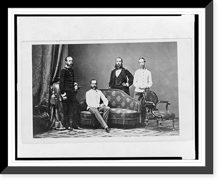 Emperor Maximilian, with hand on hip, and three other men, one seated on sofa, Vintage Wall Art