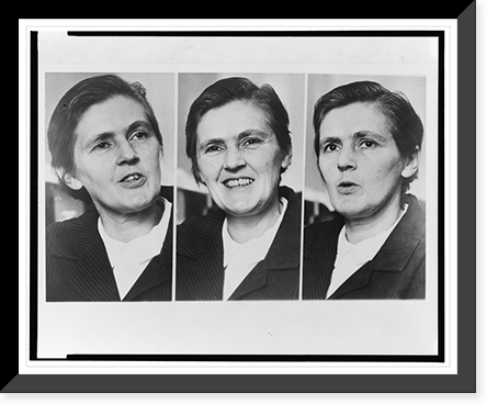 Historic Framed Print, [Composite of three head-and-shoulders portraits of Dr. Frances O. Kelsey, facing front],  17-7/8" x 21-7/8"