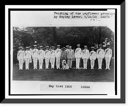 Historic Framed Print, [President and Mrs. Coolidge posing with Navy officers(?)],  17-7/8" x 21-7/8"