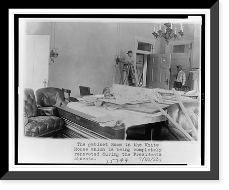 The Cabinet room in the White House which is being completely renovated during the President's absents sic, Vintage Poster