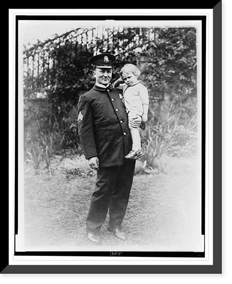 Sgt. McQuade, White House Policeman, holding a lost child, Antique Print
