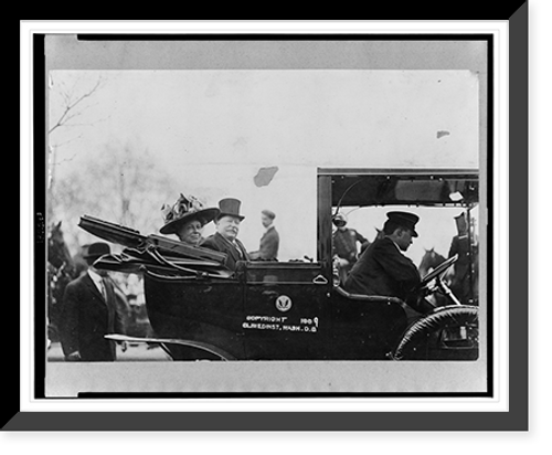 Historic Framed Print, President and Mrs. Taft in White House automobile,  17-7/8" x 21-7/8"