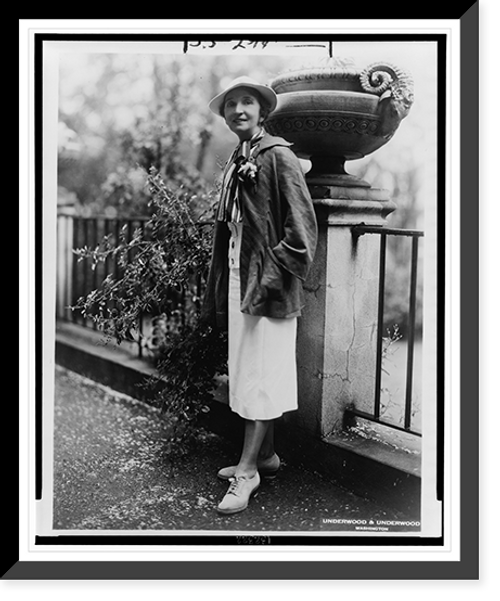 Historic Framed Print, [Margaret Sanger, full-length portrait, standing by fence, facing front].Underwood & Underwood.,  17-7/8" x 21-7/8"