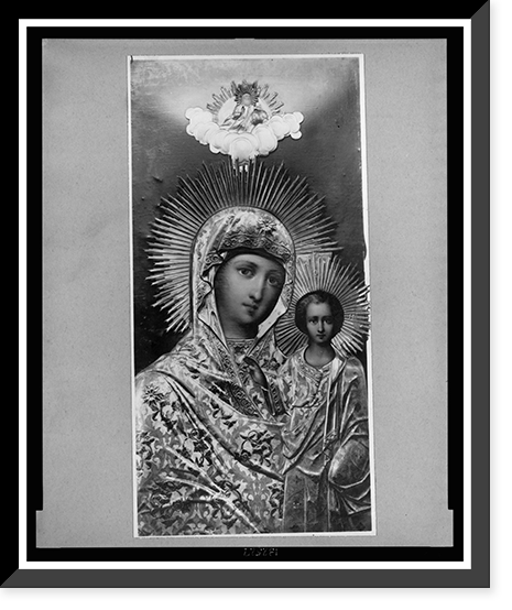 Painting of madonna and child called The Lady of Kazan" in Russian cathedral", Antique Poster