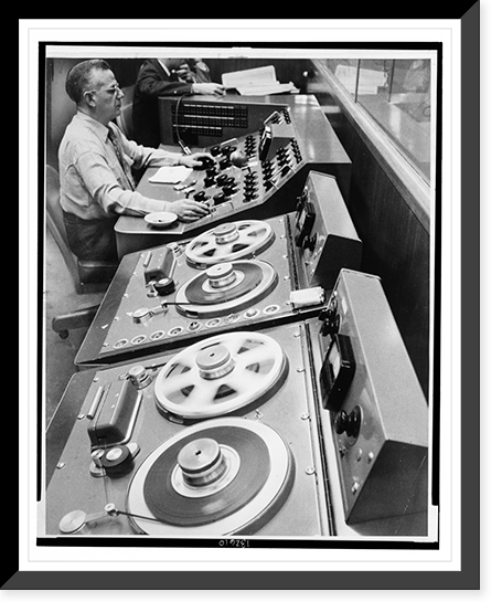 Louis Layton seated at the controls during a recording session for Carousel" at RCA Victor", Historic Print