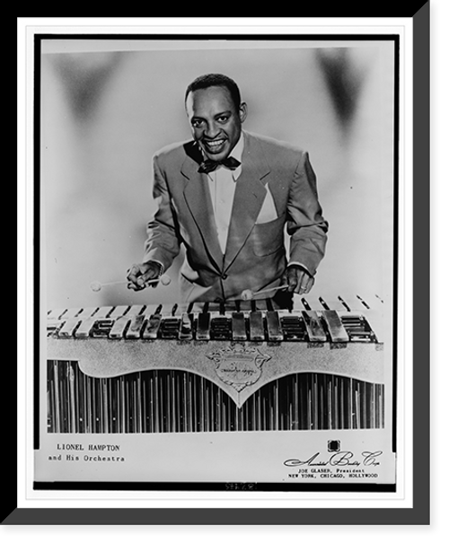 Historic Framed Print, [Lionel Hampton, half-length portrait, playing the vibraphone],  17-7/8" x 21-7/8"