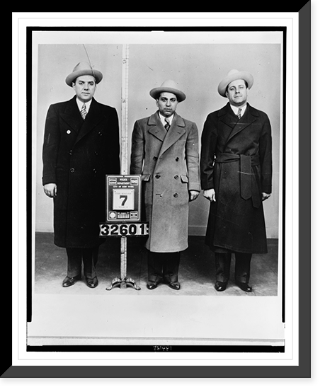 Historic Framed Print, [New York City Police Department photograph of Murder Syndicate Trigger Men" (l to r) Harry Strauss,  Harry Maione,  and Frank Abbadanda]",  17-7/8" x 21-7/8"