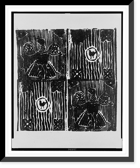 Historic Framed Print, [Design with large and small bird motifs],  17-7/8" x 21-7/8"