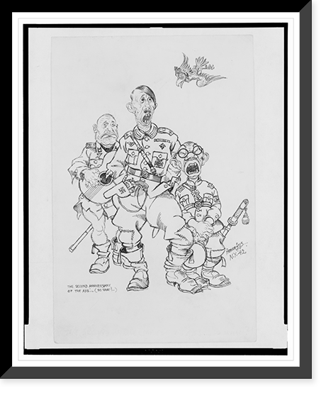 Historic Framed Print, The second anniversary of the Axis!... (so what?...).Arthur Szyk, N.Y. '42.,  17-7/8" x 21-7/8"