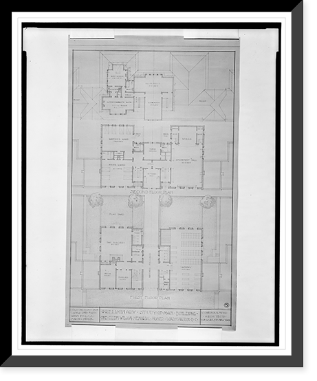 Historic Framed Print, [Apartment houses (The Ellen Wilson Memorial Homes"),  Washington,  D.C. Main building,  first and second floor plans]",  17-7/8" x 21-7/8"