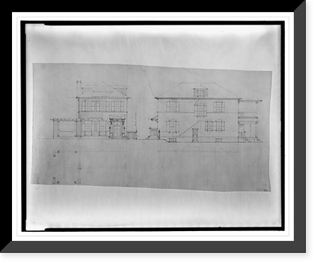 Historic Framed Print, [Row houses (six houses") for Middaugh & Shannon,  Connecticut Avenue and Garfield Street,  N.W.,  Washington,  D.C. Front and side elevations]",  17-7/8" x 21-7/8"