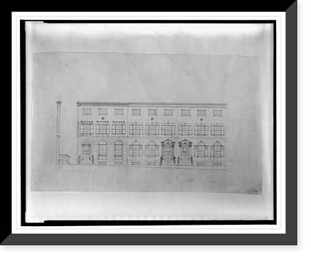 Historic Framed Print, [Row houses (six houses") for Middaugh & Shannon,  Connecticut Avenue and Garfield Street,  N.W.,  Washington,  D.C. Front elevation]",  17-7/8" x 21-7/8"