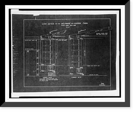 Historic Framed Print, Lock gates for the Delaware and Hudson Canal type used 1827-1850.E.D. LeRoy.,  17-7/8" x 21-7/8"