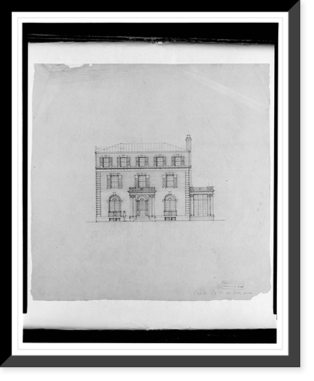 Historic Framed Print, [House (residence") for B.F. Saul,  23rd Street and Wyoming Avenue,  N.W. (lots 35 and 36,  square 2528),  Washington,  D.C. Front elevation]",  17-7/8" x 21-7/8"