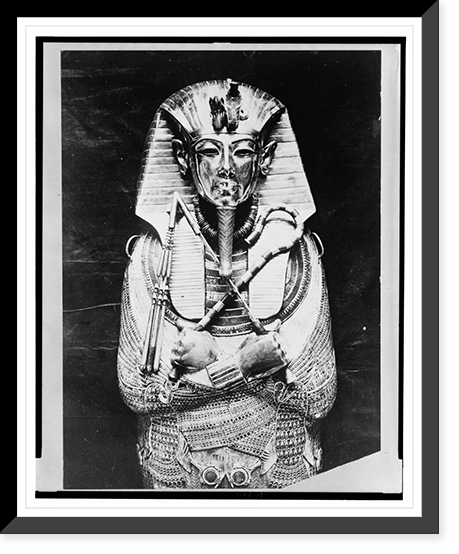 Historic Framed Print, [Gold death mask and coffin of King Tutankhamen],  17-7/8" x 21-7/8"
