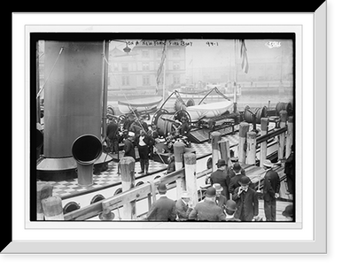 Reviewing group on New York fire boat, New York, Vintage Print