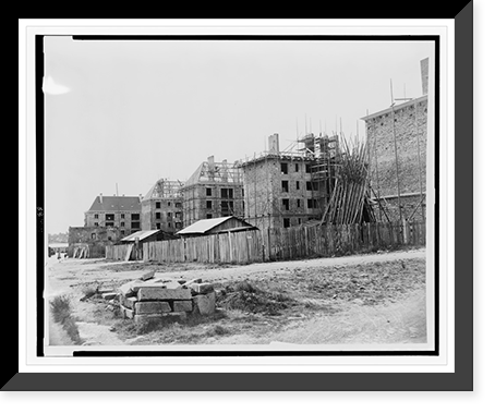 Historic Framed Print, [Emergency housing construction in Saint-L&ocirc;, France, four years after D-Day, 1944].ACME photo by staff correspondent Max Winter.,  17-7/8" x 21-7/8"