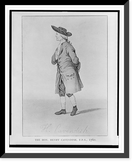 Vintage Americana Print - The hon. Henry Cavendish, F.R.S, 1760