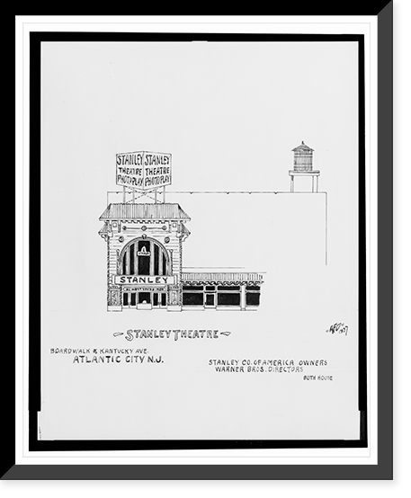 Historic Framed Print, [Stanley Theatre, Boardwalk and Kentucky Ave., Atlantic City, New Jersey].AFD 1937.,  17-7/8" x 21-7/8"