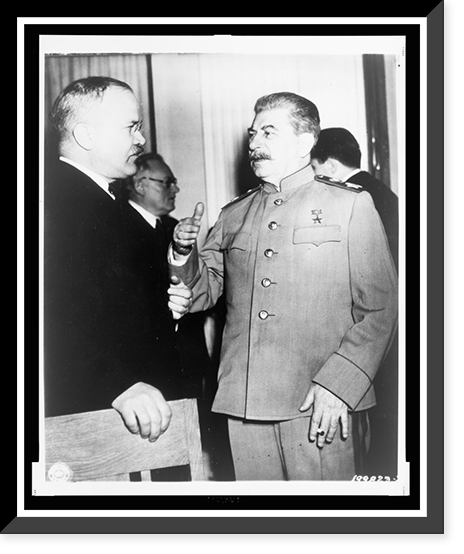 Historic Framed Print, Thumbs up" as Stalin and Molotov confer",  17-7/8" x 21-7/8"