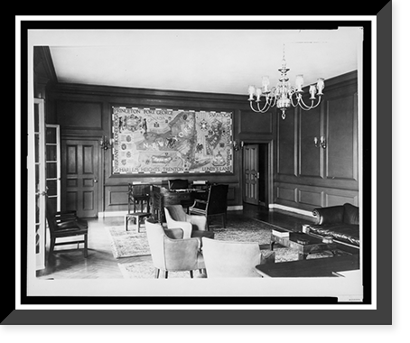 Historic Framed Print, [Mural by Tom Leftin Johnson in reception room(?) on Governor's Island, New York],  17-7/8" x 21-7/8"