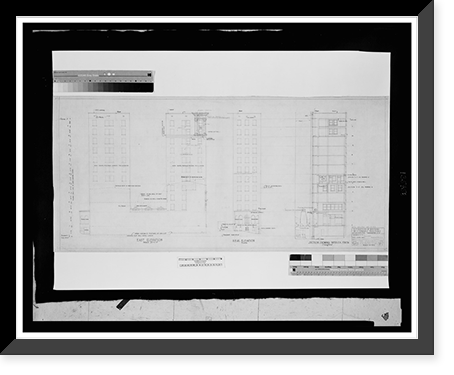 Historic Framed Print, [Alterations to an office building (Woodward Building"),  15th Street and H Street,  N.W.,  Washington,  D.C. East elevation,  rear elevation,  and section showing interior finish]",  17-7/8" x 21-7/8"