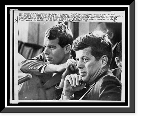 Historic Framed Print, Robert F. Kennedy (left) has confirmed reports that he will resign soon as chief counsel for the Senate Rackets Investigating Committee,  17-7/8" x 21-7/8"