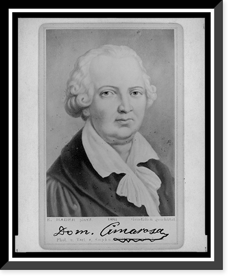 Historic Framed Print, [Domenico Cimarosa, head-and-shoulders portrait, facing front].E. Hader, pinxit ; phot. u. verl v. Sophus Williams, Berlin W.,  17-7/8" x 21-7/8"
