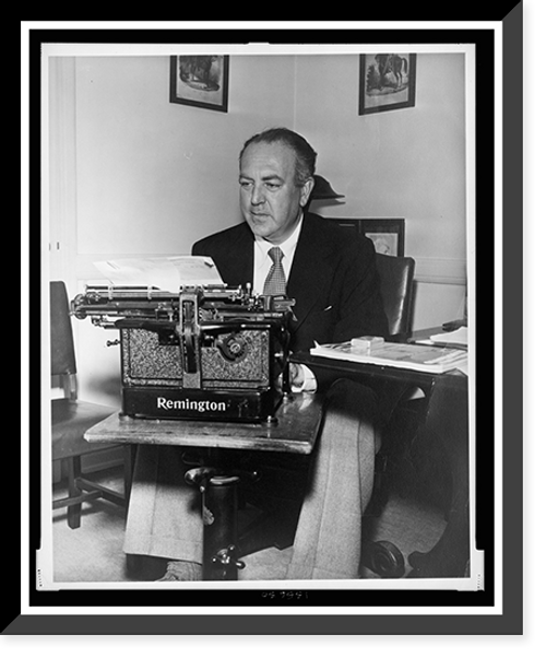 Historic Framed Print, [Val Lewton at his typewriter],  17-7/8" x 21-7/8"