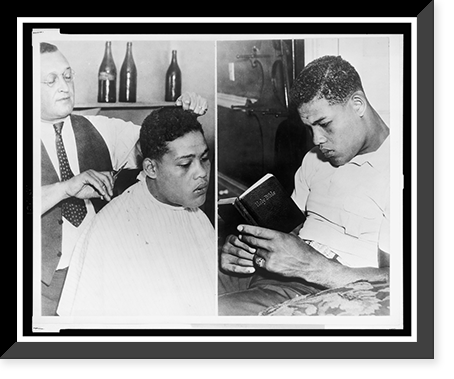 Vintage Photo Print - Two photographs of Joe Louis (left) getting
