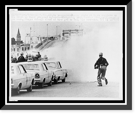 Historic Framed Print, [Alabama state troopers using tear gas and clubs against African Americans and others during the Selma to Montgomery march],  17-7/8" x 21-7/8"