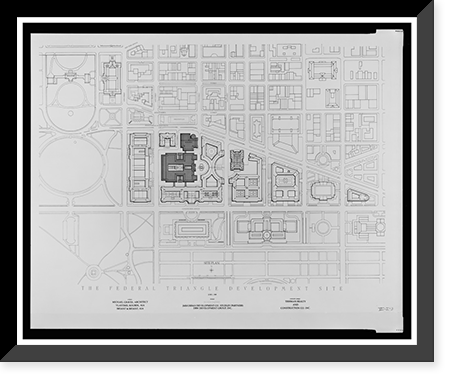 Historic Framed Print, [Mixed use complex (Federal Triangle Development") for Triangle Partners,  14th Street and Pennsylvania Avenue,  Washington,  D.C. Site plan]",  17-7/8" x 21-7/8"