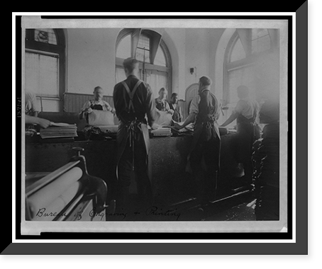 Historic Framed Print, [Workers wetting sheets prior to printing paper money at the Bureau of Engraving & Printing],  17-7/8" x 21-7/8"