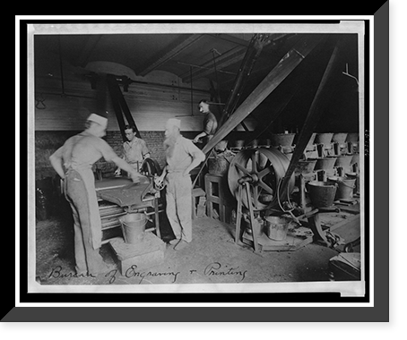Historic Framed Print, [Workers grinding and processing the ink used to print paper money at the Bureau of Engraving & Printing],  17-7/8" x 21-7/8"