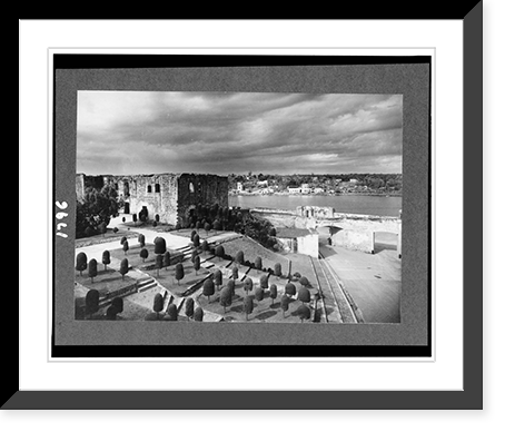 Historic Framed Print, [South and west sides of Alc&aacute;zar de Col&oacute;n (Palace of Columbus), Ciudad Trujillo, Dominican Republic with plaza landscaped with topiaries],  17-7/8" x 21-7/8"