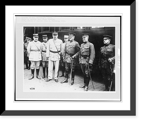 Historic Framed Print, Pershing at his arrival at the Paris railroad station,  17-7/8" x 21-7/8"